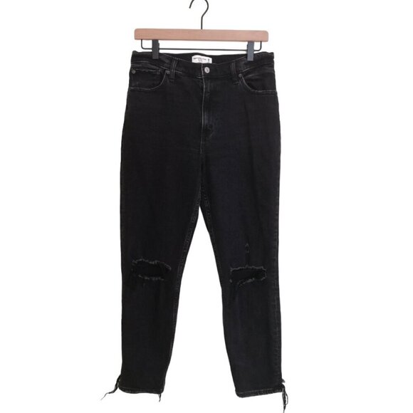 Abercrombie & Fitch Ultra High-Rise Ankle Straight Jeans in Black. Size 28/6R - Picture 3 of 7